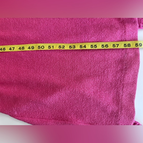 Vintage 70s Dolphin California Hand Knit Pink Maxi Gown Dress w/ Slit - Picture 12 of 14